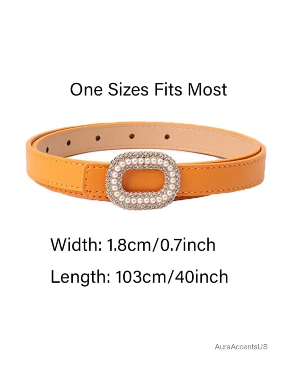 Elegant Rhinestone Buckle Skinny Leather Adjustable Belt for Jeans Dresses Pants